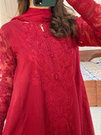 Ruby Red Embroidered Frock