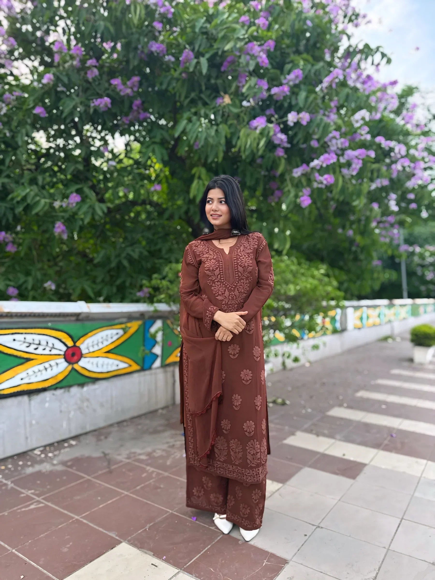 Vanya Brown Georgette Kurta Set
