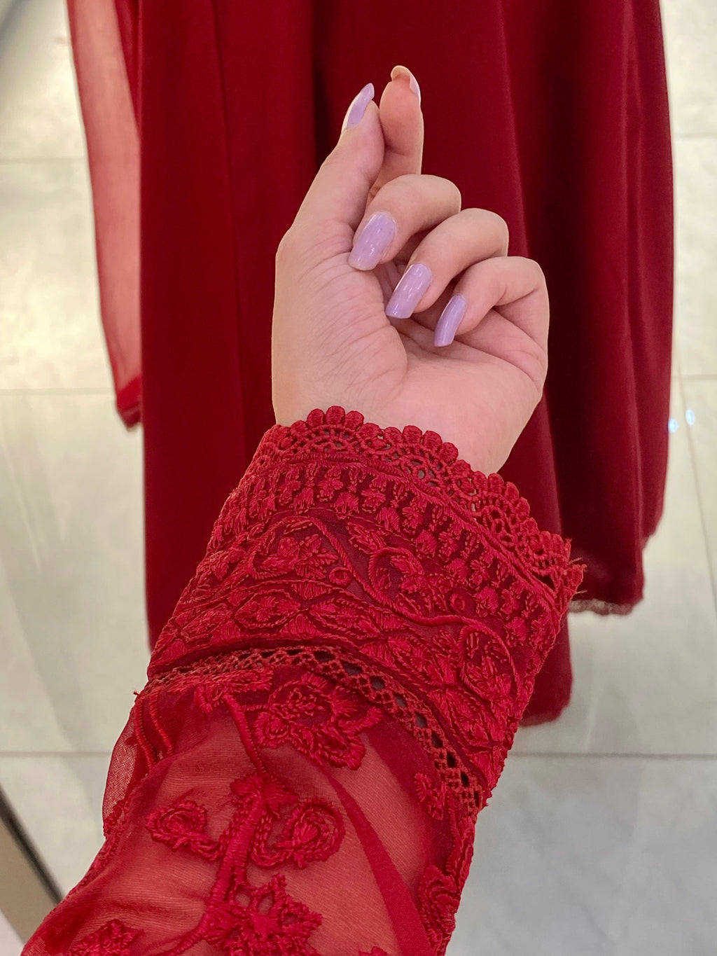 Ruby Red Embroidered Frock